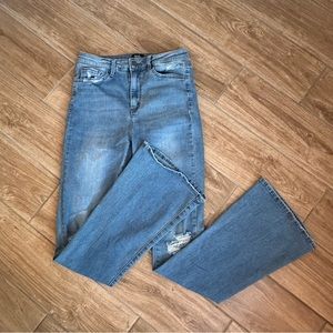 High waist flare leg leans